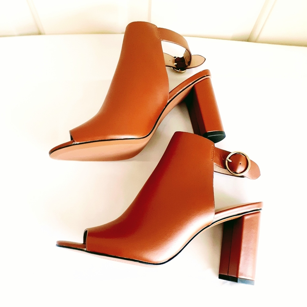 Banana Republic Womens Tan Open Back Sandal Heels